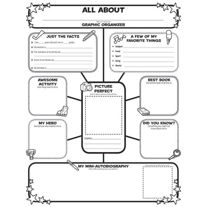 Scholastic Teaching Solutions SC-0545015375 Graphic Organizer Poster, All-About-Me Web, Grades 3-6