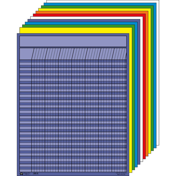 Creative Shapes Etc. SE-365 Vertical Incentive Chart, 28" x 22", Assorted Colors, Pack of 12