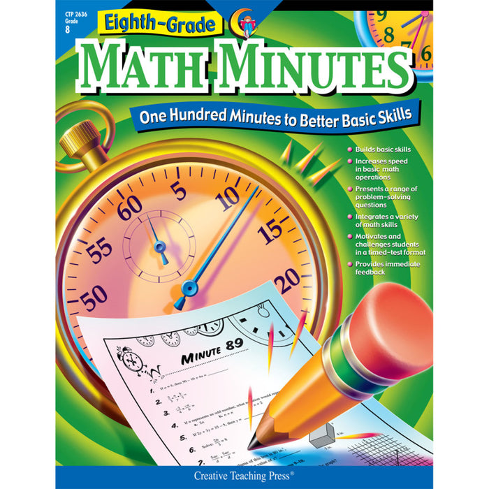 Creative Teaching Press CTP2636 Eighth-Grade Math Minutes Book
