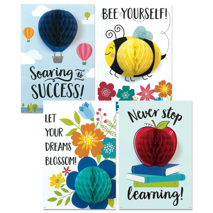 Creative Teaching Press CTP10697 3D POP! Positive Mindset Inspire U&trade; 4-Poster Pack