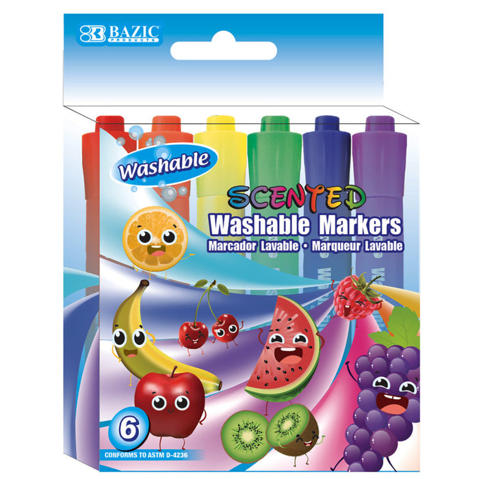 BAZIC Products BAZ1285 Washable Markers, Scented, 6 colors