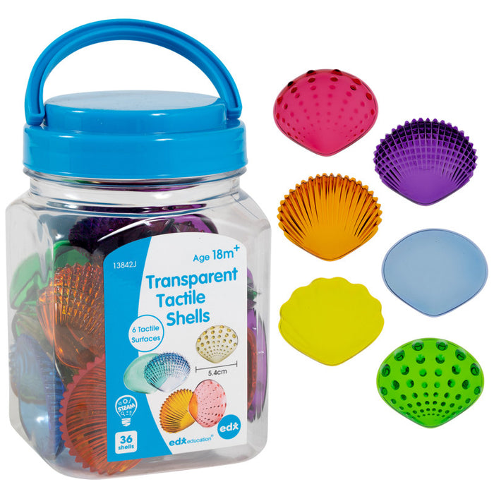 edxeducation CTU13842 Tactile Shells - Transparent - Mini Jar - Set of 36