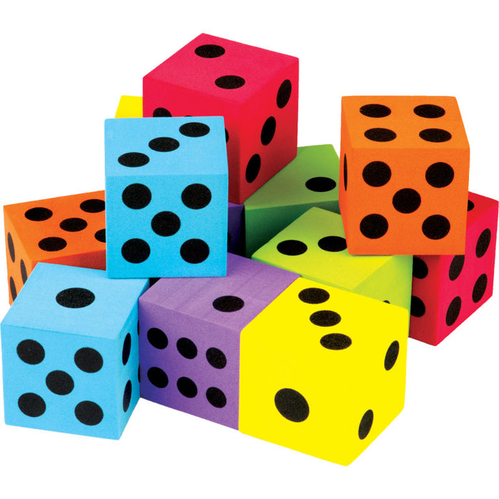 Teacher Created Resources TCR20809 Foam Colorful Large Dice, 1-1/2", Pack of 12