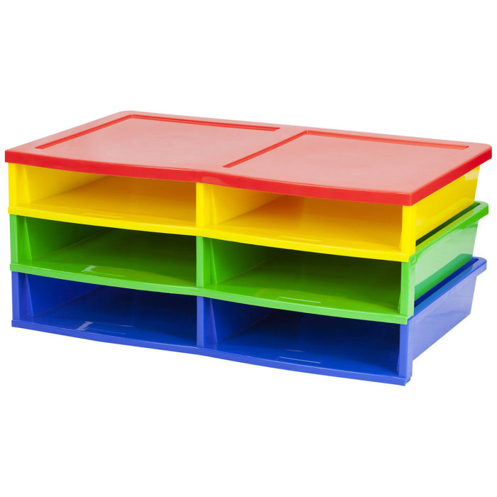 Storex STX61656E01C Quick Stack Literature Organizer, 6 Compartments, Classroom Colors