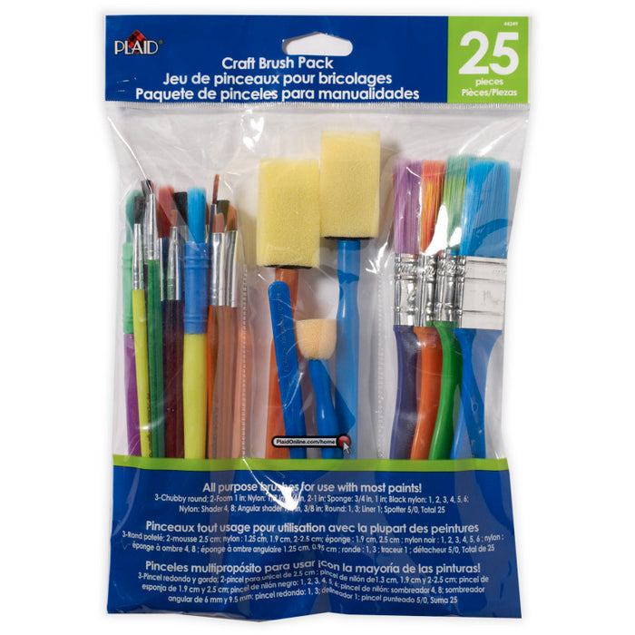 Plaid PDE44249 Craft Brush Pack, Assorted Shapes & Sizes, 25-Piece Set