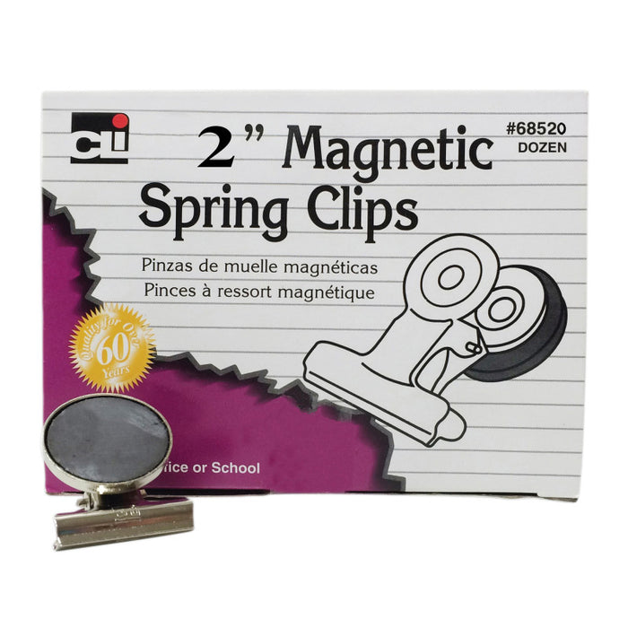 Charles Leonard CHL68520 Magnetic Spring Clips, 2", 12/Box