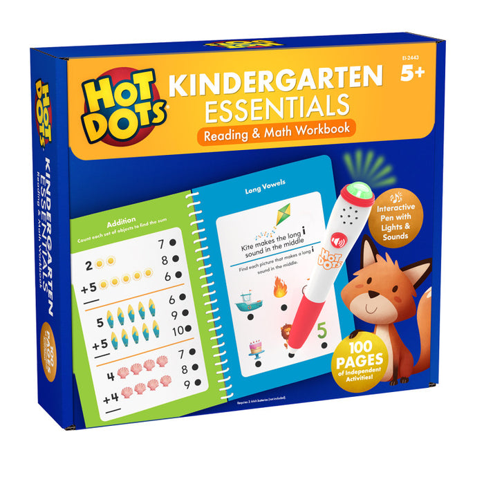 Educational Insights EI-2443 Hot Dots Kindergarten Essentials Reading & Math Workbook