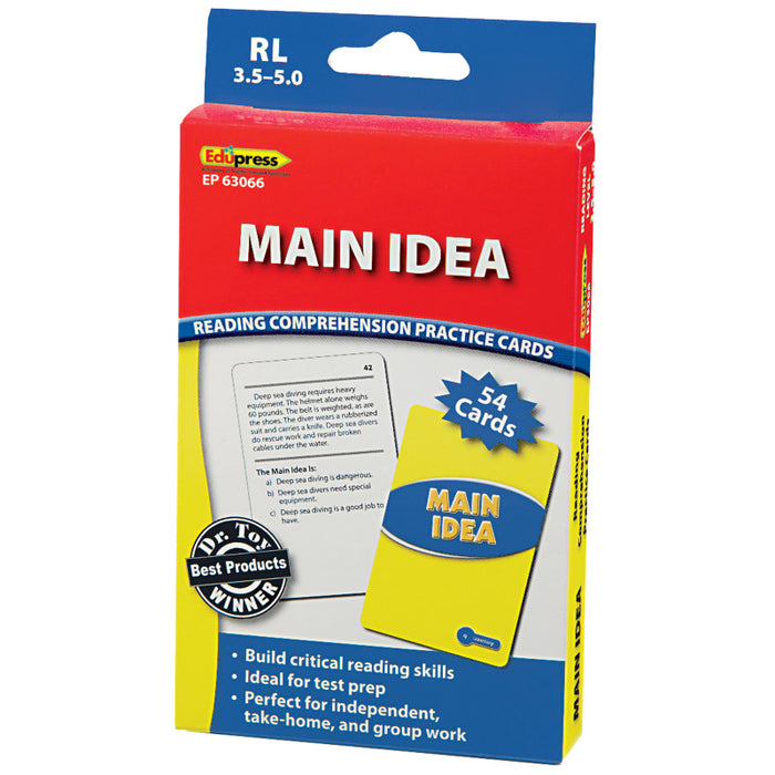 Edupress EP-3066 Main Idea Practice Cards, Levels 3.5-5.0