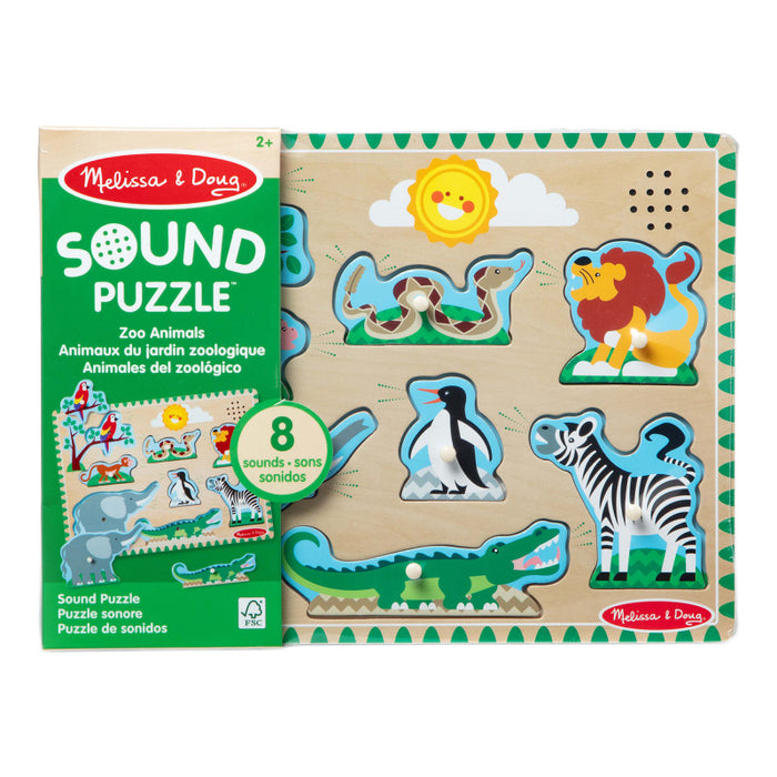 Melissa & Doug LCI727 Zoo Animals Sound Puzzle, 8 Pieces