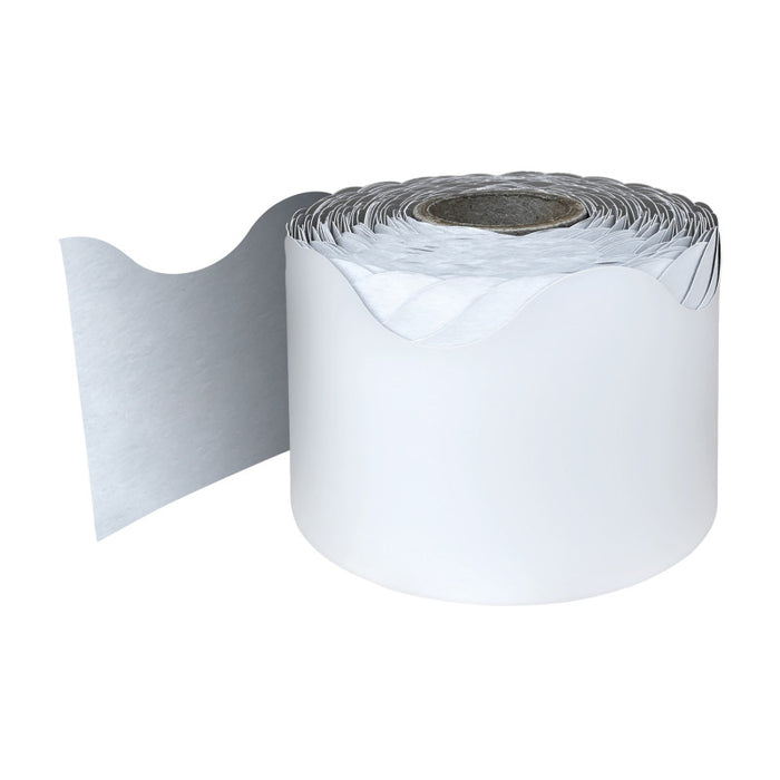 Carson Dellosa Education CD-108473 White Rolled Scalloped Border, 2-1/4 Inch x 65 Feet