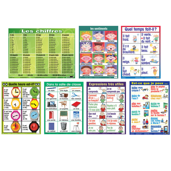 Poster Pals PSZPS56 French Essential Classroom Posters Set I