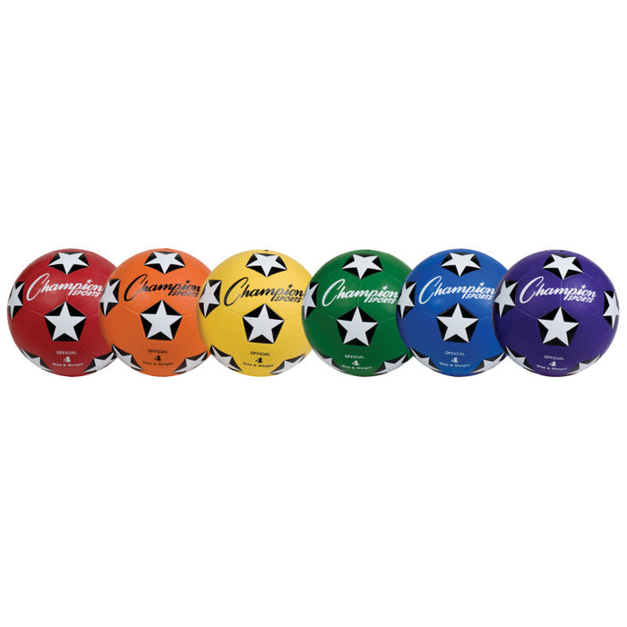 Champion Sports CHSSRB4SET Rubber Cover Soccer Ball, Size 4, Set of 6