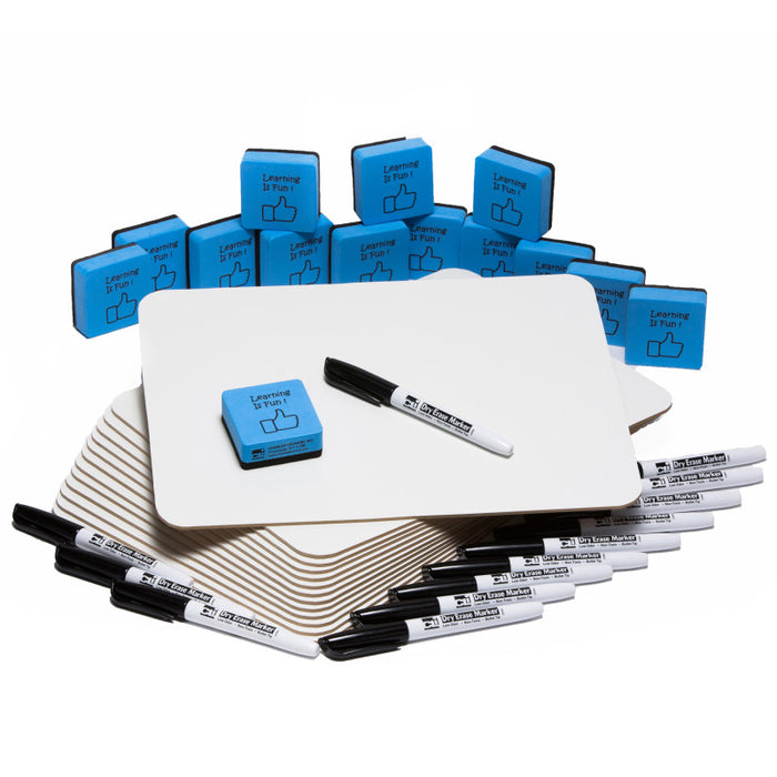Charles Leonard CHL35090 Dry Erase Board Class Pack, 30 Each of Boards, Markers, & Erasers