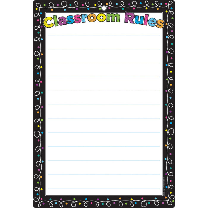 Ashley Productions ASH91051 Smart Poly&trade; Chart, 13" x 19", Chalk Dots with Loops Classroom Rules, w/Grommet