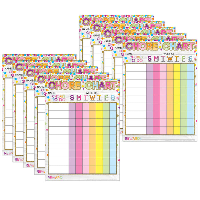 Ashley Productions ASH97004 Smart Poly PosterMat Pals&trade; Space Savers, 13" x 9-1/2", Chores Confetti Style, Pack of 10