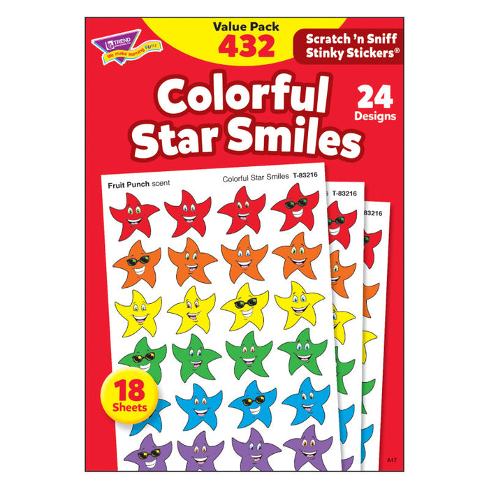 TREND T-83904 Colorful Star Smiles Stinky Stickers Variety Pack, 432 ct