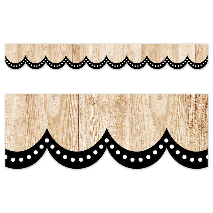 Creative Teaching Press CTP10980 Core Decor Dotted Scallops on Wood EZ Border, 48 Feet