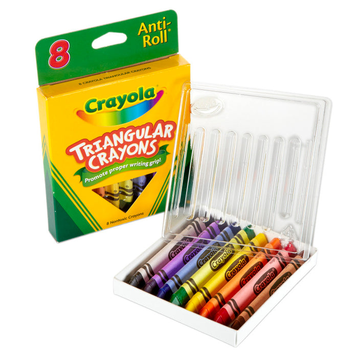 Crayola BIN524008 Triangular Anti-Roll Crayons, 8 Colors