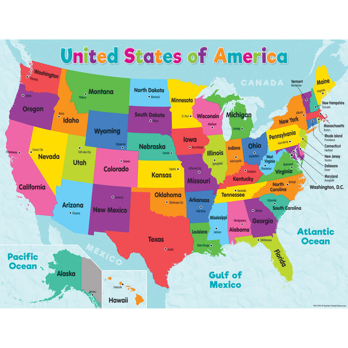 Teacher Created Resources TCR7492 Colorful United States of America Map Chart