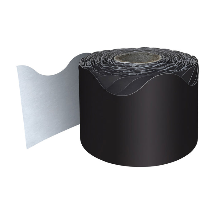 Carson Dellosa Education CD-108472 Black Rolled Scalloped Border, 2-1/4 Inch x 65 Feet