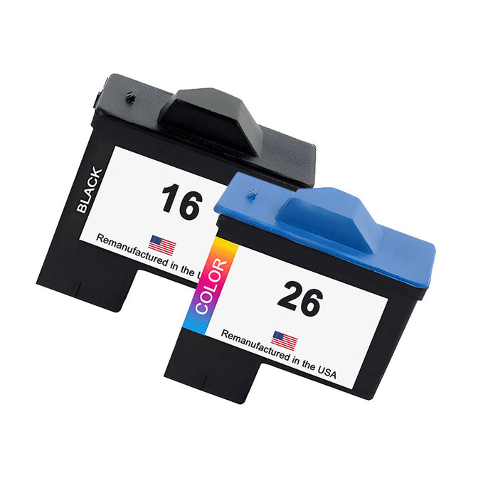 U.S. Remanufactured for Lexmark #16 Black and Lexmark #26 Color Combo Pack