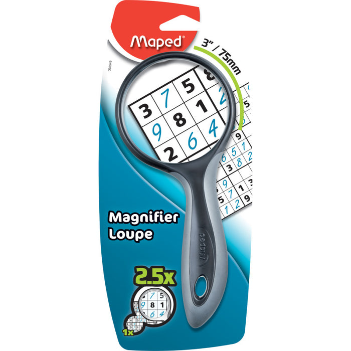 Maped MAP393549 Ergologic Large 2.5X Magnifying Glass, 3", Assorted Colors