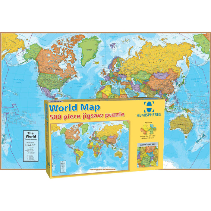 Round World Products RWPHMP01 World Map Jigsaw Puzzle, 500 Pieces