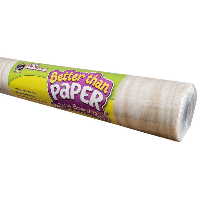 Teacher Created Resources TCR32322 Better Than Paper Bulletin Board Roll, 4' x 12', Light Maple Wood Design, Pack of 4