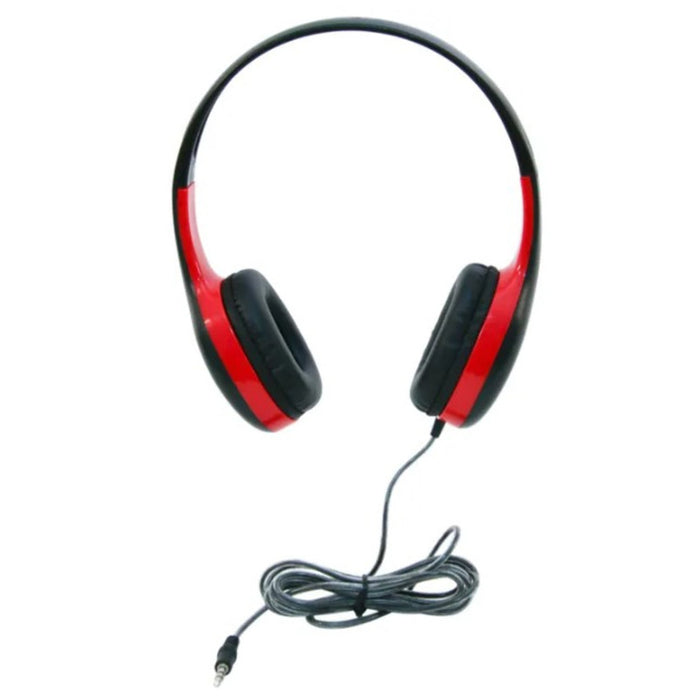 Califone CAFKH08NRD On-Ear Headphones with 3.5mm Plug, Red & Black