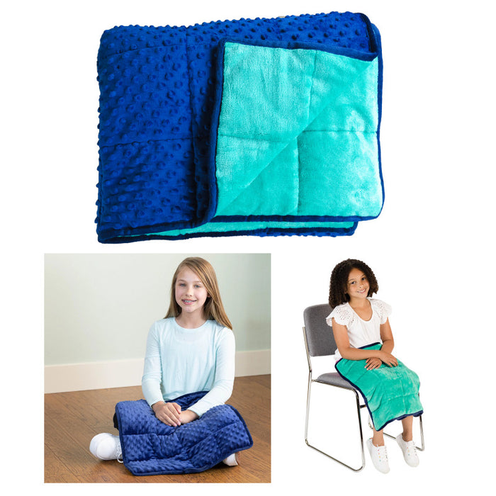 Bouncyband BBALPWB7BU Soft Fleece Weighted 7lb Small Sensory Blanket for Kids, 56" x 36"