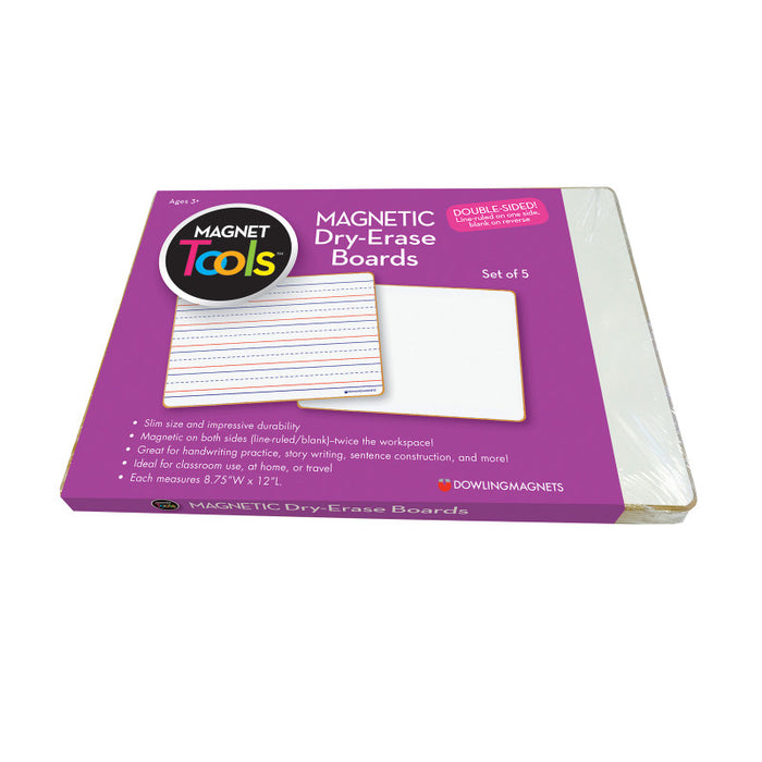 Dowling Magnets DO-735206 Magnetic Dry-Erase Lined & Blank Board, Set of 5