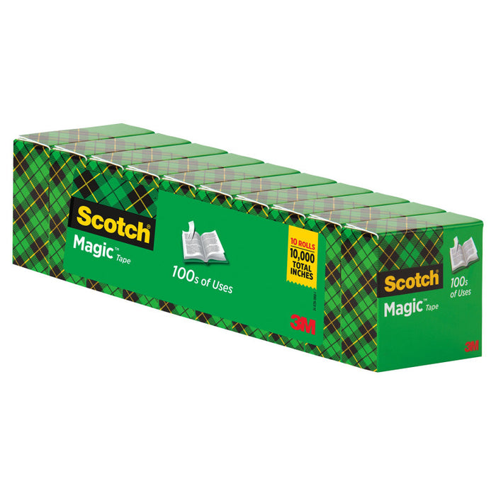 Scotch MMM810P10K Magic&trade; Tape Refill Rolls, 3/4" x 1000", Pack of 10