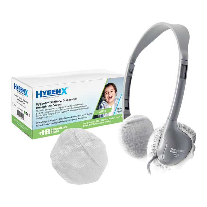 HamiltonBuhl HECHYGENX25 Hygenx Sanitary Ear Cushion Covers (2.5" White, 50 Pairs) - For On-Ear Headphones & Headsets