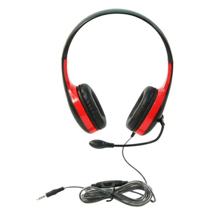 Califone CAFKH08GTRD On-Ear Headset with Gooseneck Microphone, 3.5mm, Red