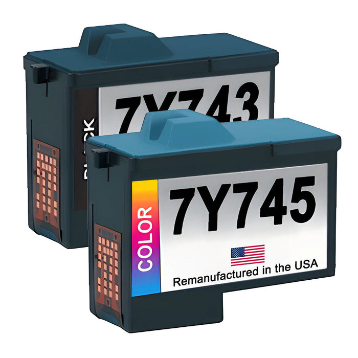 U.S. Remanufactured for Dell Series 2 7Y743 Black and Dell 7Y745 Color Combo Pack