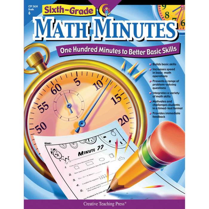 Creative Teaching Press CTP2634 Math Minutes Book, Grade 6