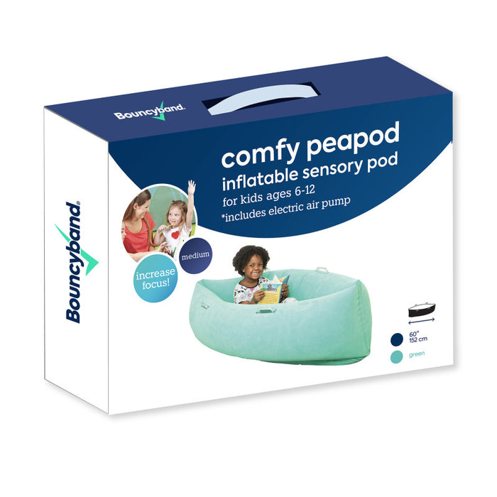 Bouncyband BBAPD60GR Comfy Hugging Peapod Sensory Pod, 60", Ages 6-12 Up to 3-5'1" Tall, Green