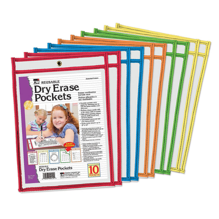 Charles Leonard CHL29010 Reusable Dry Erase Pockets, Set of 10
