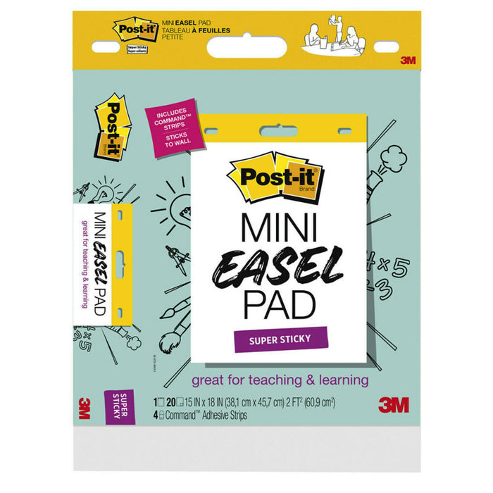 Post-it MMM577SS Super Sticky Mini Easel Pad, 15 x 18 Inches, 20 Sheets/Pad, 1 Pad, White
