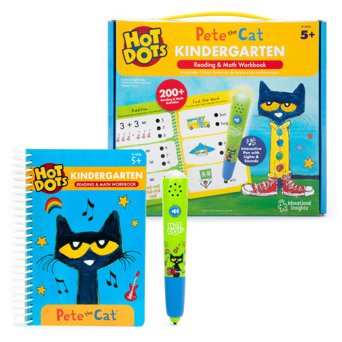 Educational Insights EI-2456 Hot Dots Pete the Cat Kindergarten Reading & Math