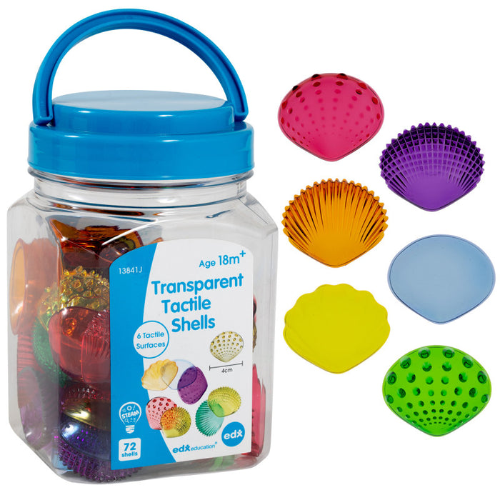 edxeducation CTU13841 Tactile Shells - Transparent - Mini Jar - Set of 72