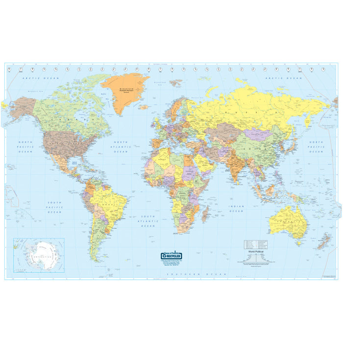 House of Doolittle HOD711 Laminated World Map, 38" x 25"