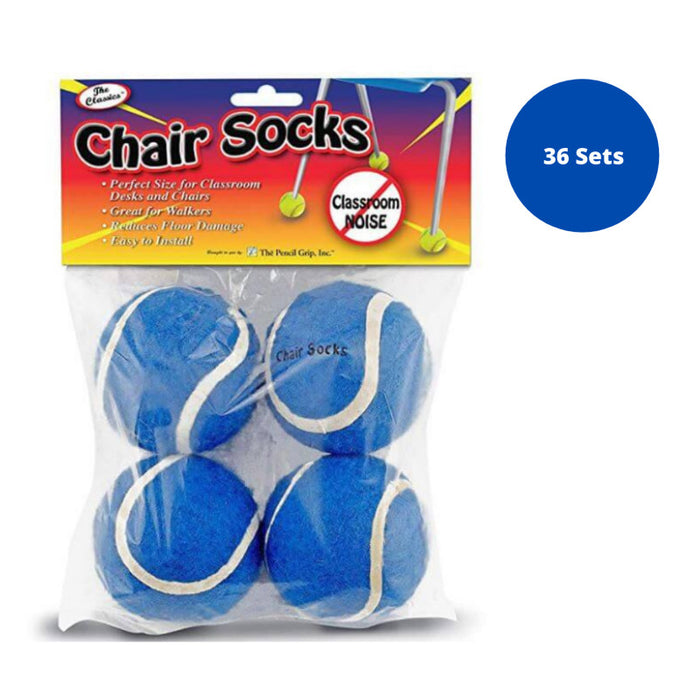 The Pencil Grip TPG233 Chair Socks, Blue, 4 Per Set, 36 Sets