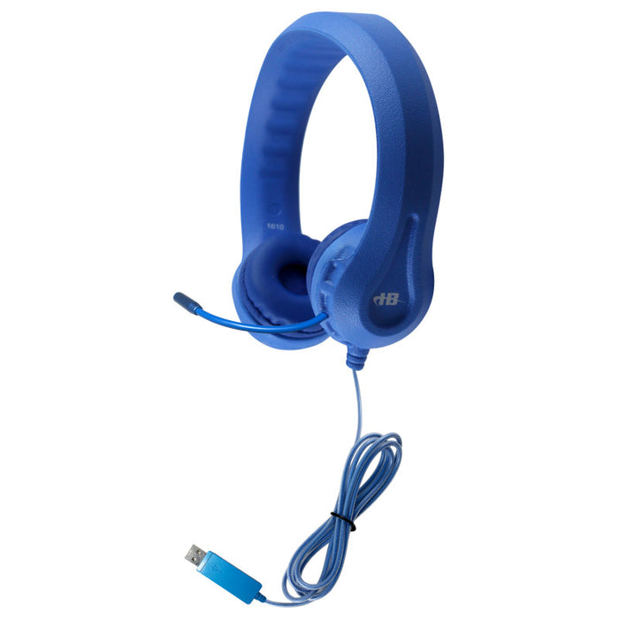 HamiltonBuhl HECKFX2UBLU Kids Blue Flex-Phone USB Headset with Gooseneck Microphone