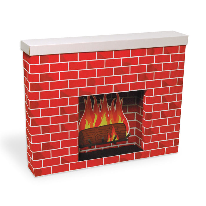 Corobuff PAC53080 Corrugated Paper Fireplace, Tu-Tone Brick, 30"H x 38"W x 7"D