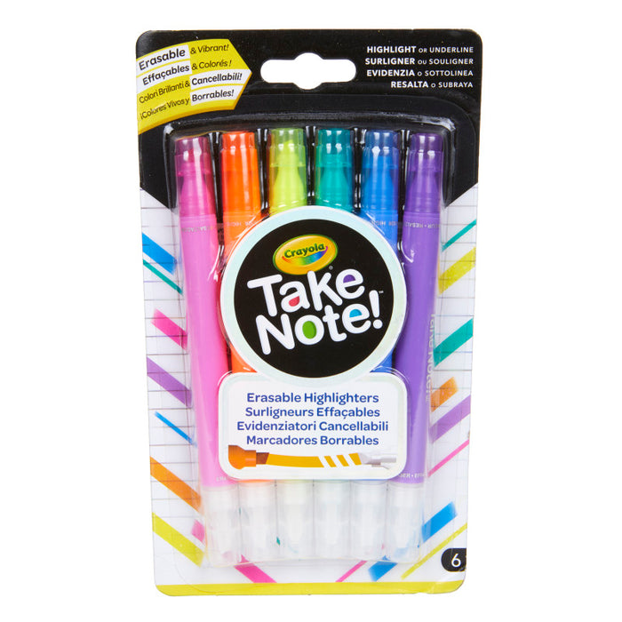Crayola BIN586504 Take Note! Erasable Highlighters, Pack of 6