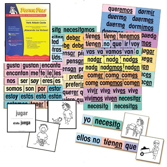 Poster Pals PSZP255 Verb Attack Card Set, Spanish