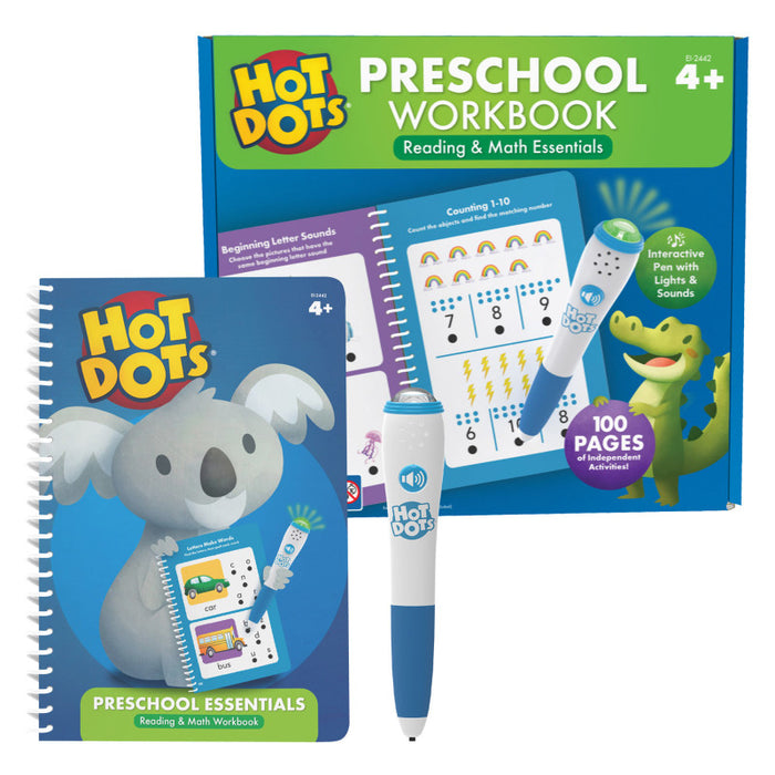 Educational Insights EI-2442 Hot Dots Preschool Essentials Reading & Math Workbook