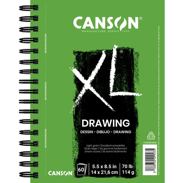 Canson MCXC40005449006 XL Series Drawing Pad, Side Wire Binding, 60 Sheet, 5.5x8.5 inch, 1 Count