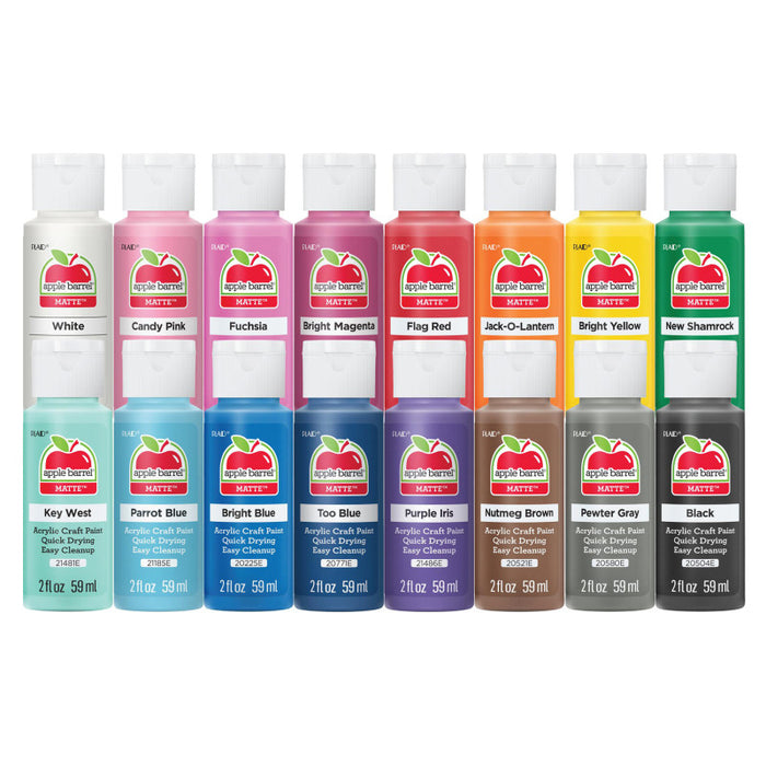 Apple Barrel APPPROMOABIII Acrylic Paint Matte, 2oz., 16-Piece Set